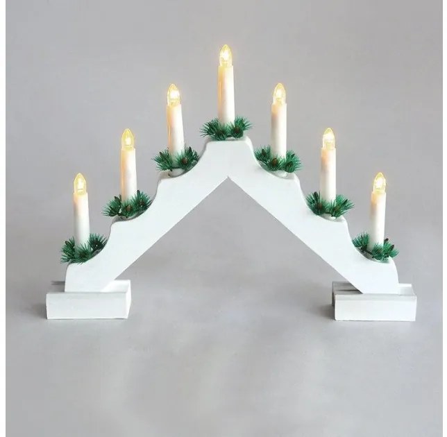 Χριστουγεννιάτικο Διακοσμητικό 7 WHITE WOODEN CANDLE BRIDGE με LED X0771122 ACA-X0771122-Λευκό X0771122