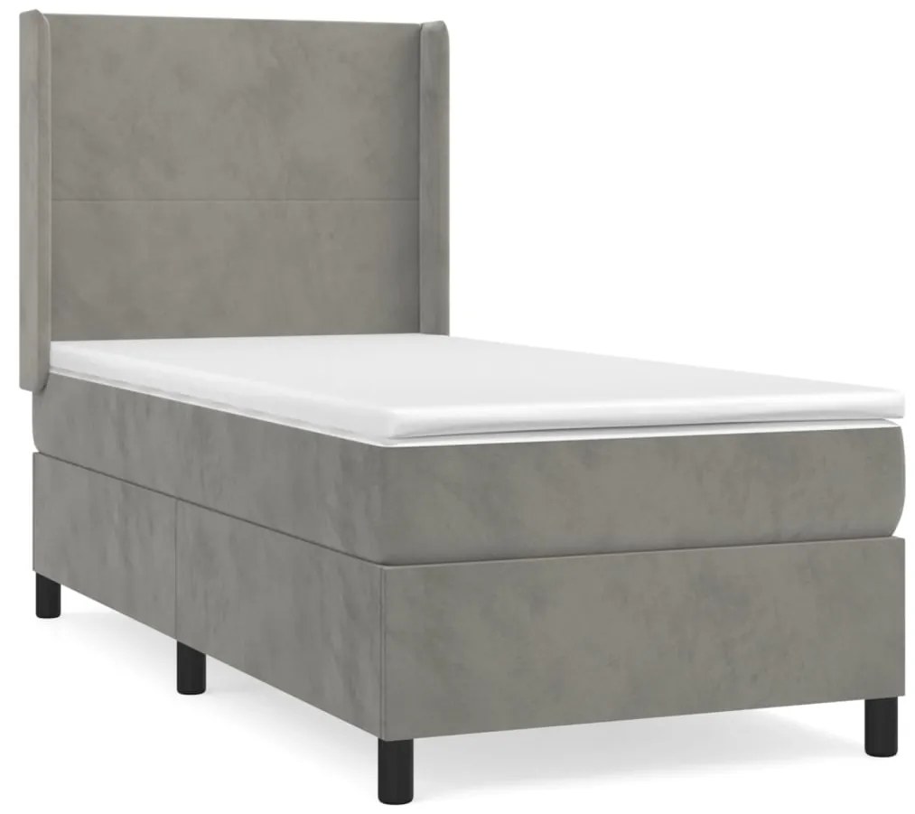 ΚΡΕΒΑΤΙ BOXSPRING ΜΕ ΣΤΡΩΜΑ ΑΝΟΙΧΤΟ ΓΚΡΙ 100X200 ΕΚ. ΒΕΛΟΥΔΙΝΟ 3132543