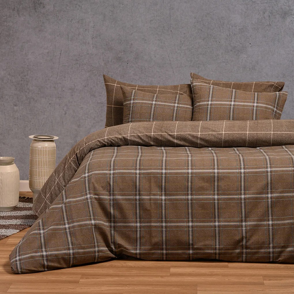 Σεντόνια King Size (Σετ) Melinen Diego Mocca Καφέ Με Λάστιχο 180x200+32