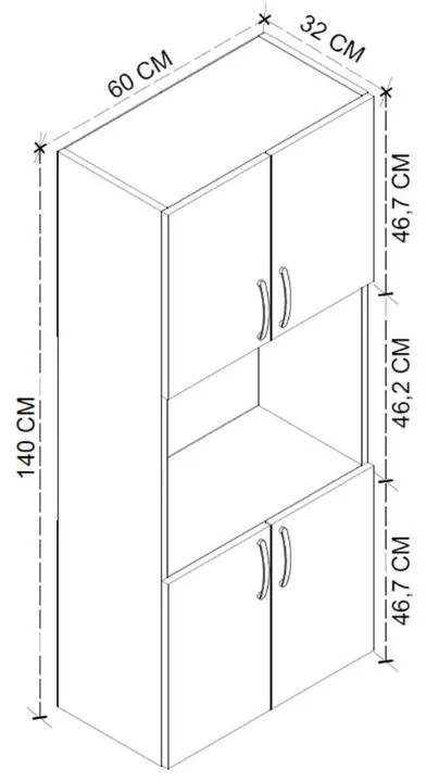 Ντουλάπα κουζίνας Armado Megapap χρώμα sapphire oak 60x32x140εκ. - GP041-0086,3