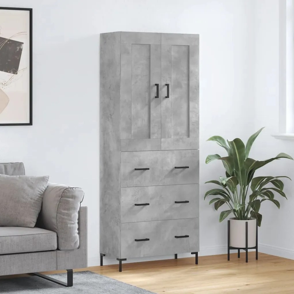 vidaXL Ντουλάπι Γκρι Σκυροδέματος 69,5x34x180 εκ. Επεξεργασμένο Ξύλο