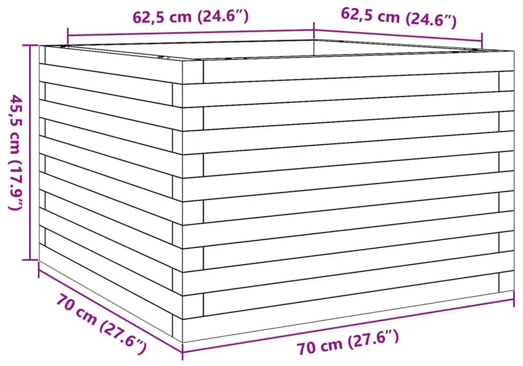 Ζαρντινιέρα Κήπου 70x70x45,5 εκ από Μασίφ Ξύλο Πεύκου - Καφέ