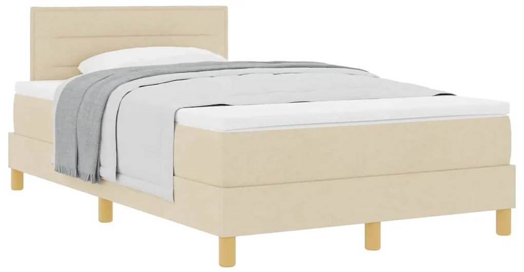 vidaXL Κρεβάτι box spring με στρώμα με στρώμα Κρεμ 120 x 200 cm ύφασμα