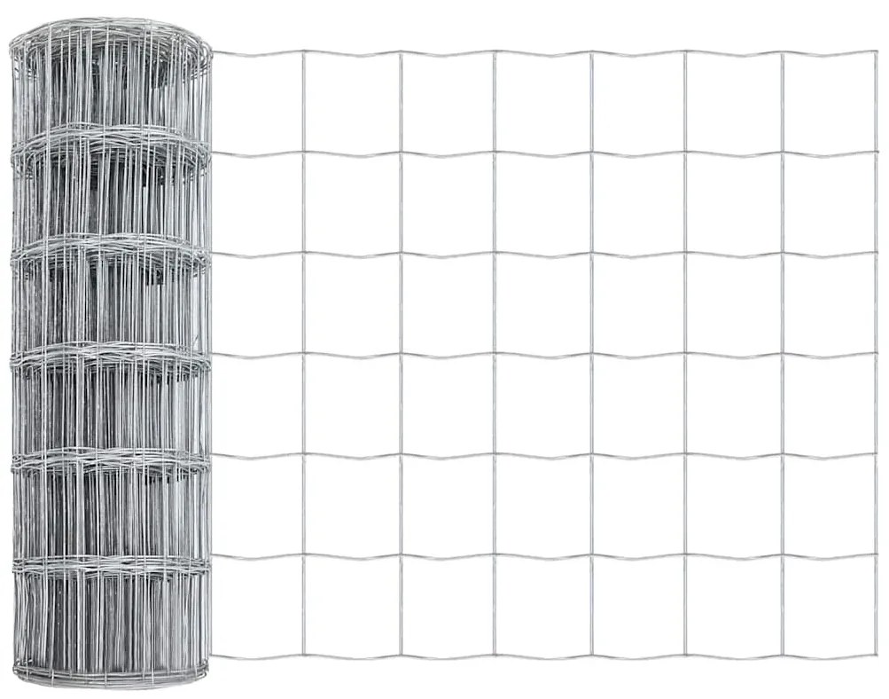 vidaXL Φράχτης με Στήλες. Ασημί 0.8 x 25 m Ατσάλι