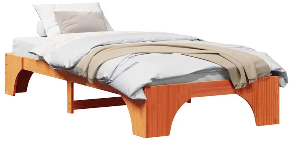 vidaXL Σκελετός Κρεβατιού Κερωτό καφέ 80 x 200 cm Στερεά ξυλεία πεύκου