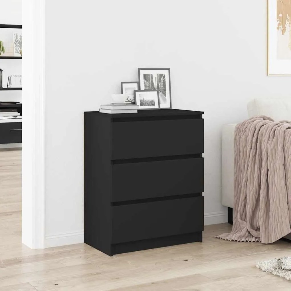 vidaXL Συρταριέρα Μαύρη 60x35x76 εκ. από Επεξεργασμένο Ξύλο