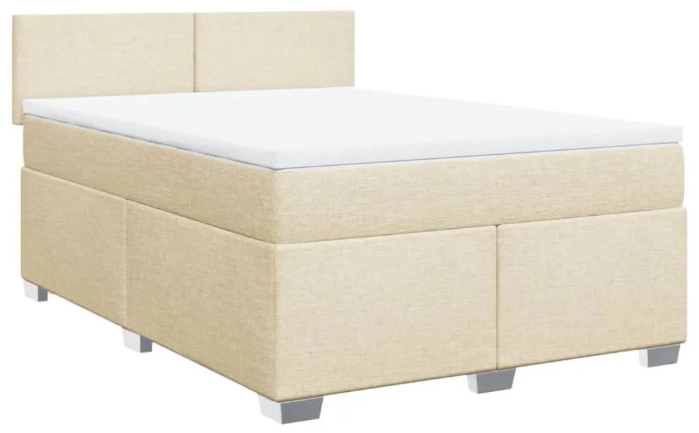 Κρεβάτι Boxspring με Στρώμα Κρεμ 160x200 εκ. Υφασμάτινο - Κρεμ