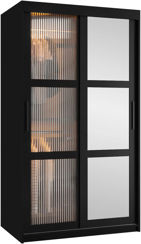 Ντουλάπα Flutes II 100 Συρόμενη-Μαύρο