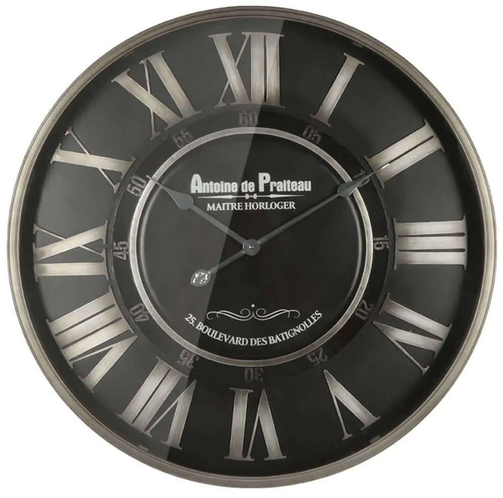 Ρολόι Τοίχου 15-00-94279 Φ69x7,5cm Black-Grey Marhome Μέταλλο,Γυαλί
