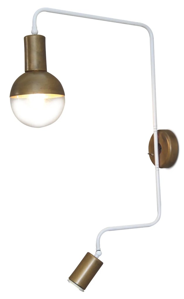 Φωτιστικό Τοίχου - Απλίκα HL-3555-2S CALLIE OLD BRONZE &amp; WHITE WALL LAMP - 21W - 50W,51W - 100W - 77-3971