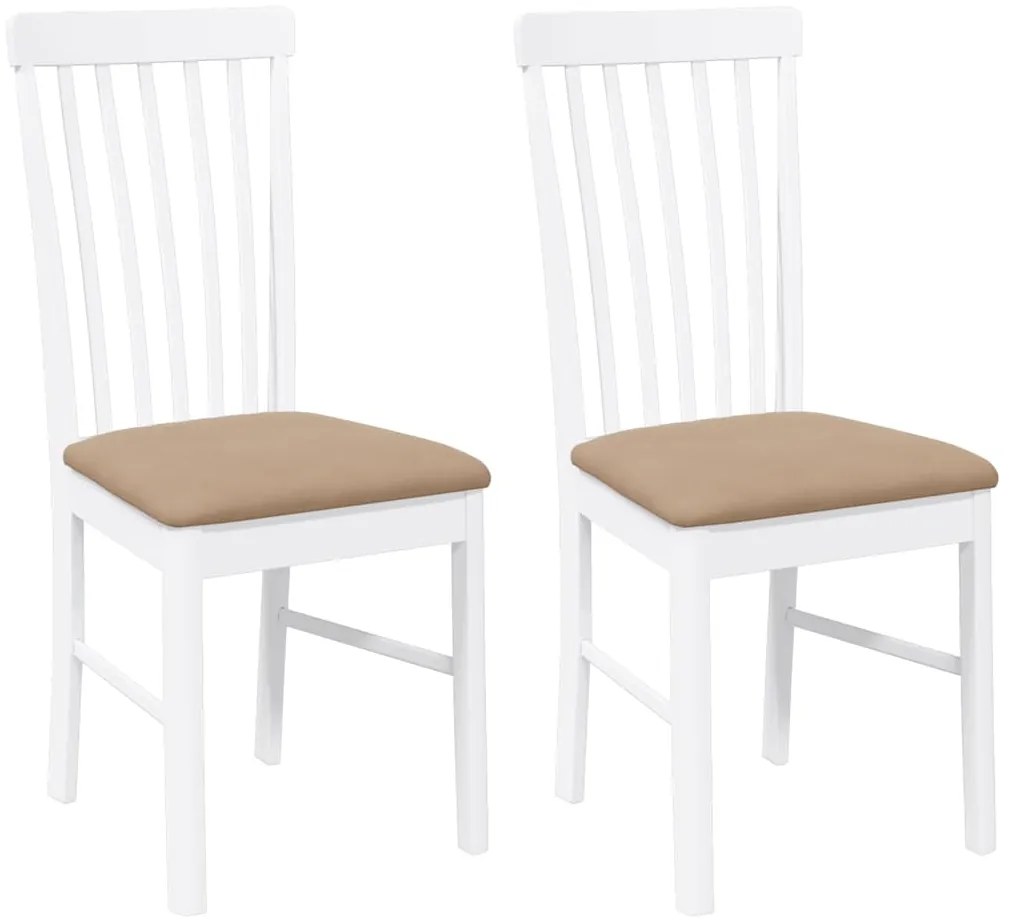 vidaXL Καρέκλες τραπεζαρίας με μαξιλάρια 2 τεμάχια Λευκό μασίφ ξύλο