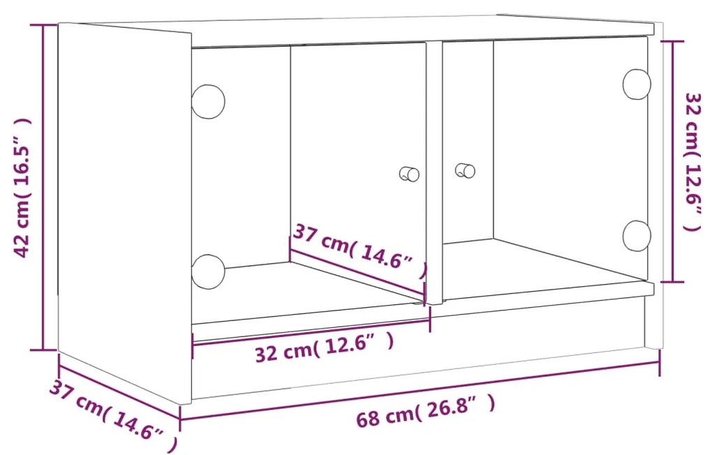 Έπιπλο Τηλεόρασης Λευκό 68x37x42 εκ. με Γυάλινες Πόρτες - Λευκό