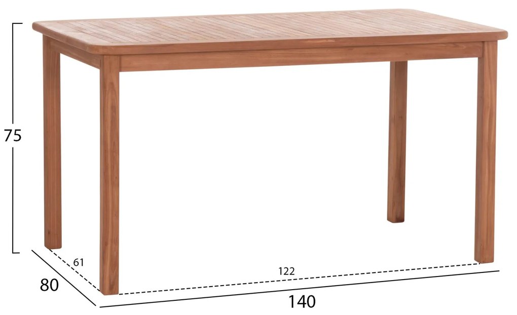 Τραπέζι PRESSCOT Ορθογώνιο Ξύλο ΤΕΑΚ Φυσικό 140x80x76Υ εκ. 140x80x76 εκ.