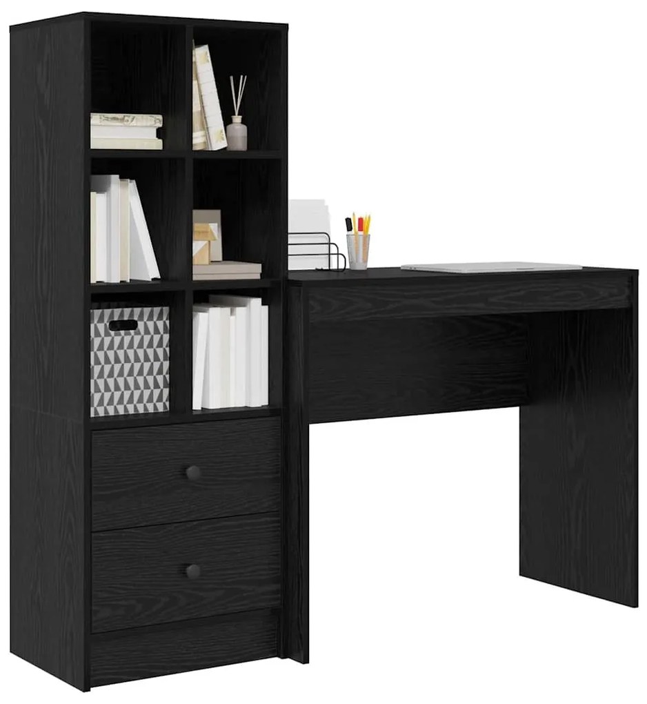 vidaXL Γραφείο με αποθηκευτικό χώρο 2 pcs Μαύρη δρυς 90 x 40 x 76 εκ.