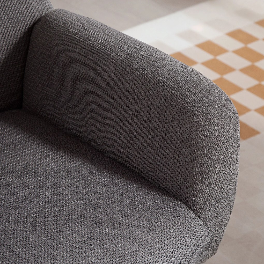 HOMCOM Μοντέρνα Πολυθρόνα με αυτιά, ψηλή πλάτη, παχιά επένδυση, μεταλλικά πόδια, Γκρι