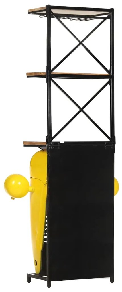 vidaXL Κάβα Κρασιών Κίτρινη Όψη Τρακτέρ 49x31x172 εκ.Μασίφ Ξύλο Μάνγκο
