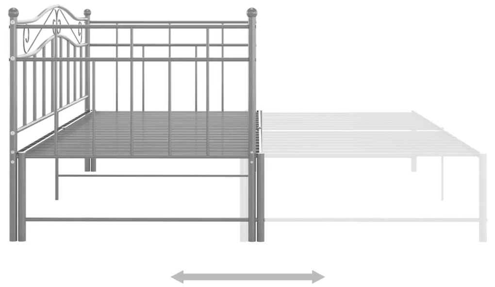 vidaXL Πλαίσιο για Καναπέ - Κρεβάτι Γκρι 90 x 200 εκ. Μεταλλικό