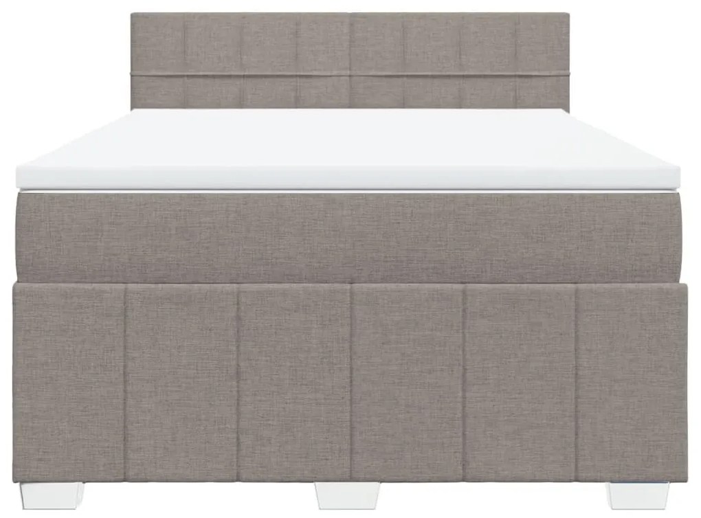 Κρεβάτι Boxspring με Στρώμα Taupe 140x190 εκ. Υφασμάτινο - Μπεζ-Γκρι