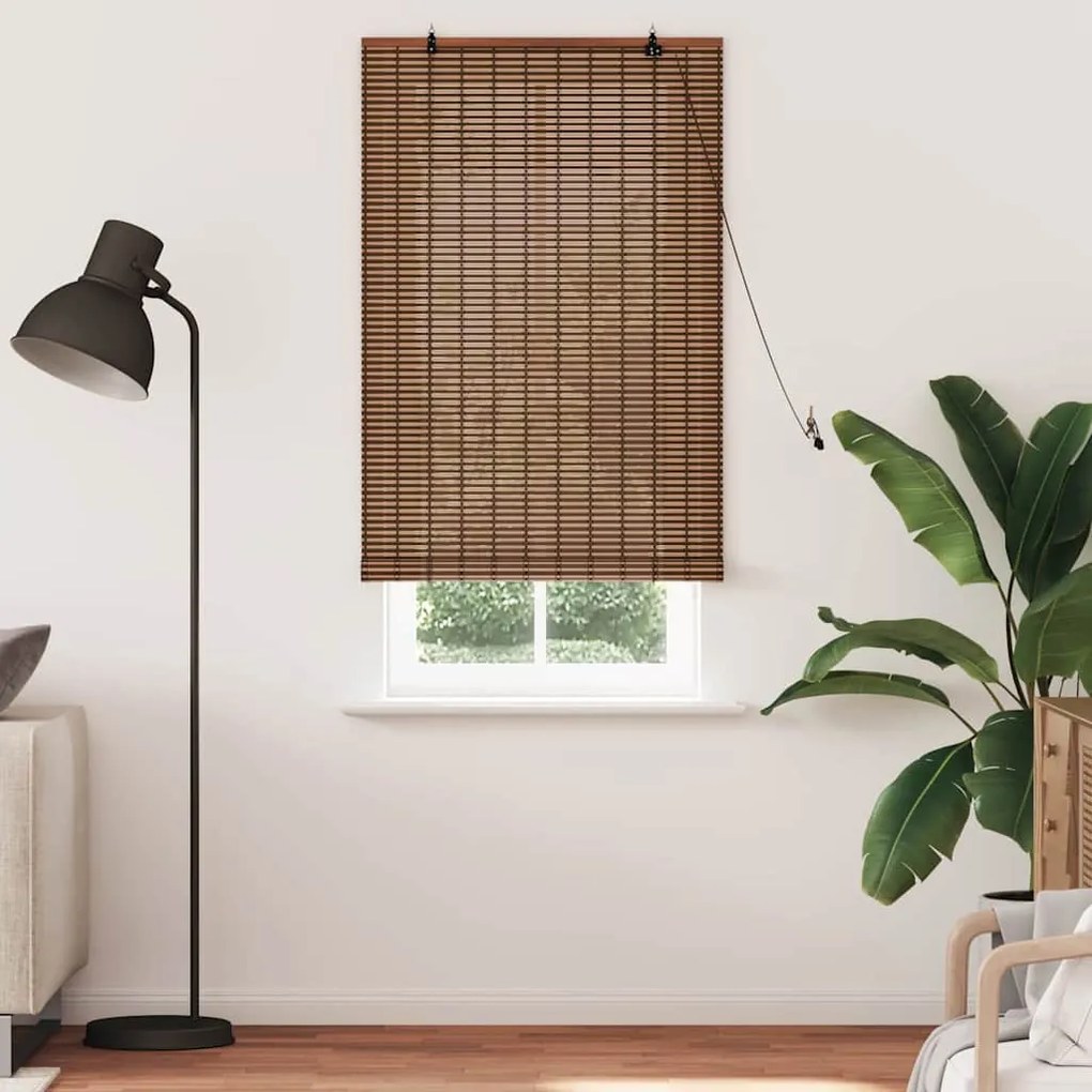 vidaXL Ρολό Παραθύρου με κουρτίνες Καφέ 90 x 220 cm Μπαμπού