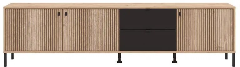 Έπιπλο τηλεόρασης Mayenne 208 4K2F3V Artisan Oak - Matt Black 208x40x55 εκ. 208x40x55 εκ.