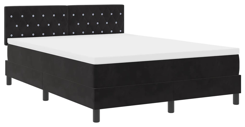 vidaXL Κρεβάτι Box Spring με Στρώμα Μαύρο 160x200 εκ Βελούδο