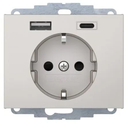 Πρίζα Σούκο με 2xUSB A+C INOX Berker K.5 48047004 Hager-48047004-Inox 48047004