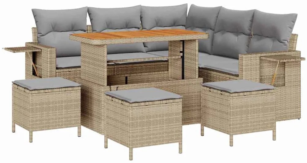 vidaXL Σετ Καναπέ Κήπου 9 pcs μπεζ και ανοιχτό γκρι 110 x 55 x 71 εκ