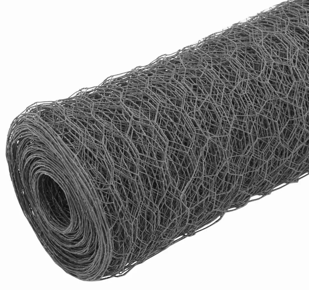 vidaXL Συρματόπλεγμα Κοτετσόσυρμα Γκρι 25x1,2 μ. Ατσάλι Επικάλυψη PVC