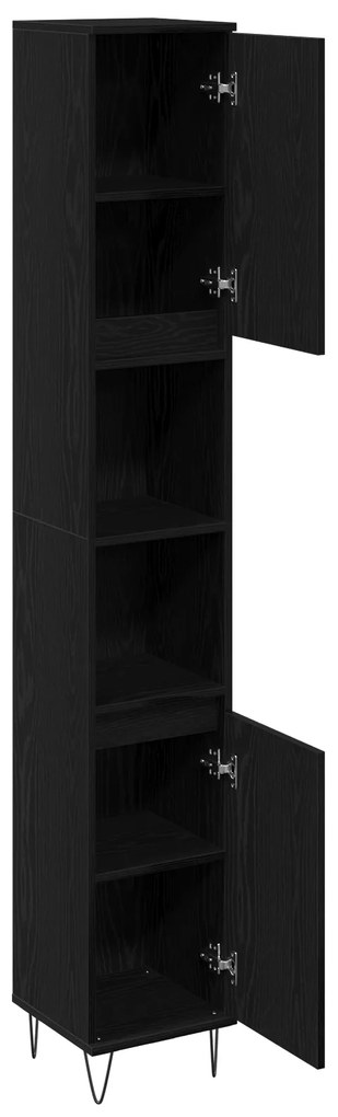 vidaXL Ντουλάπα Μπάνιου Μαύρη Δρυς 30x30x190 εκ Κατασκευασμένο Ξύλο