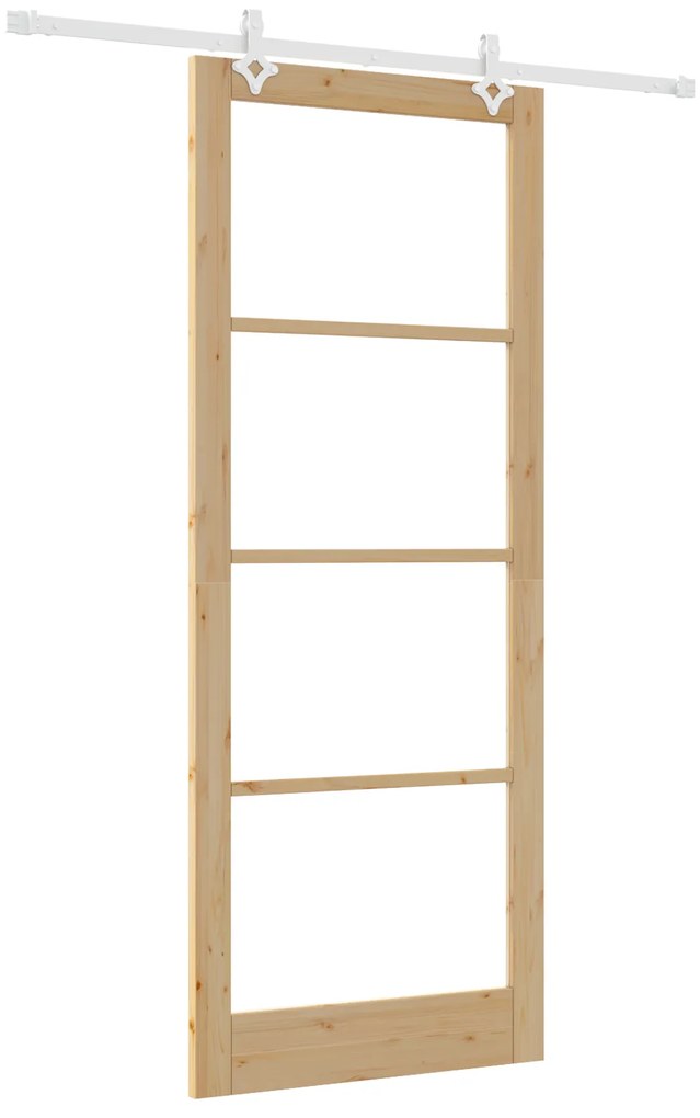 vidaXL Συρόμενη Πόρτα με Σετ Hardware 93x232 cm Μασίφ Ξύλο Πεύκου