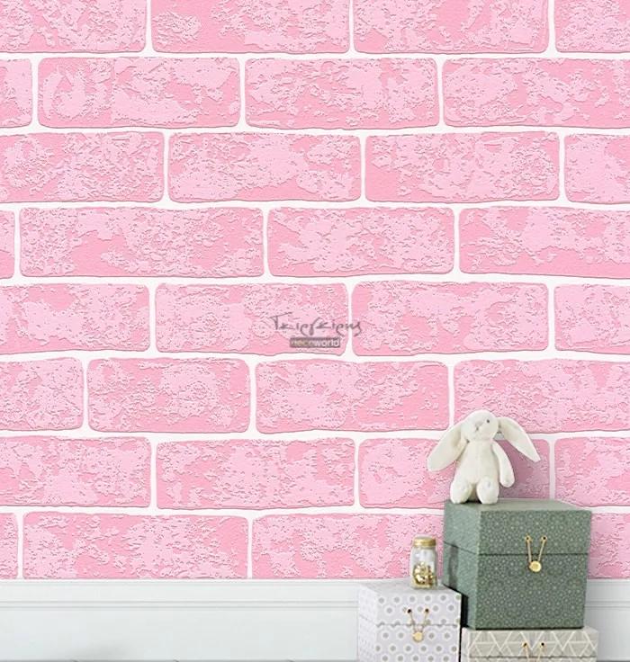 Παιδική ταπετσαρία τοίχου με ροζ τούβλο 359812