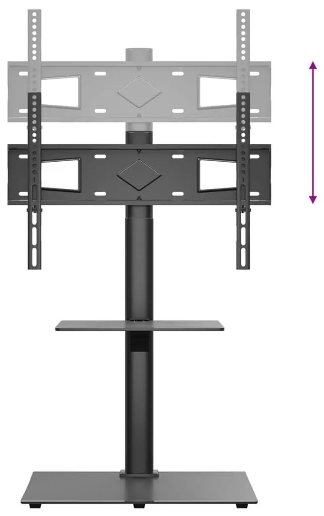 Βάση Τηλεόρασης Γωνιακή 2 Επιπέδων για 32-65 Ιντσών Μαύρη - Μαύρο
