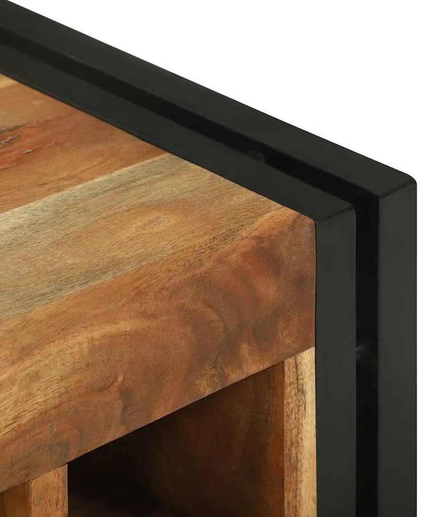 vidaXL Ράφι Κρασιού Καφέ και Μαύρο 35 x 35 x 39 εκ Στερεό Ξύλο Ακακίας