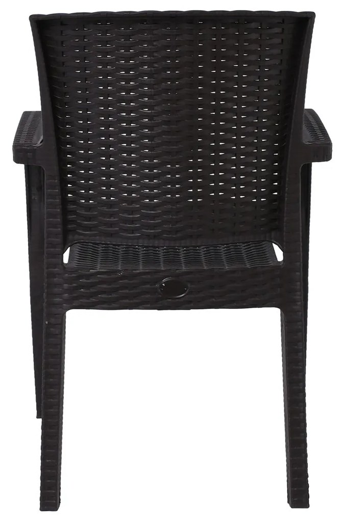LORA-Pro Πολυθρόνα Στοιβαζόμενη, PP (Rattan Look) Απόχρωση Καφέ Σκούρο 58x61x87cm