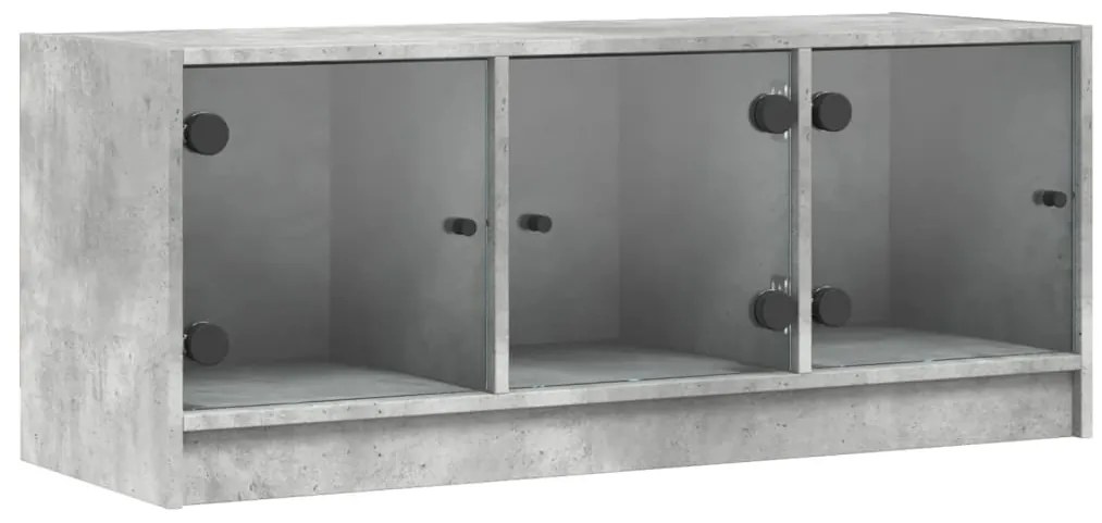 vidaXL Έπιπλο Τηλεόρασης Γκρι Σκυροδ. 102x37x42 εκ. Γυάλινες Πόρτες