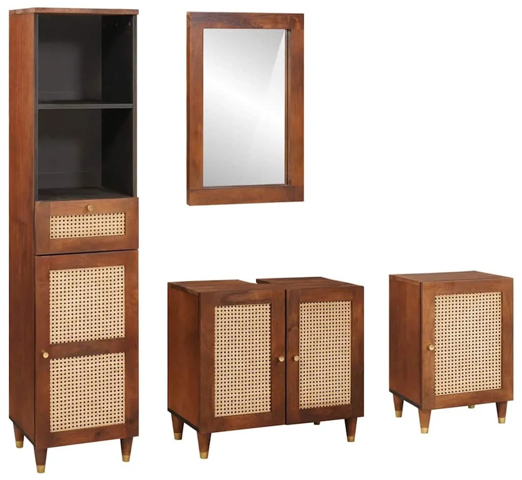 vidaXL Έπιπλα μπάνιου με συρτάρι Επιτοίχιο 4 pcs 38 x 33 x 160 εκ.