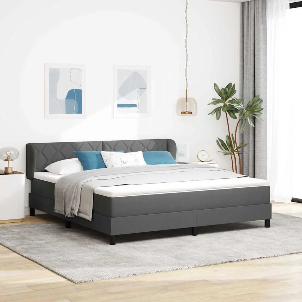 vidaXL Κρεβάτι με Στρώμα Σπαστό Σκούρο Γκρι 180x200 εκ. Υφασμάτινο