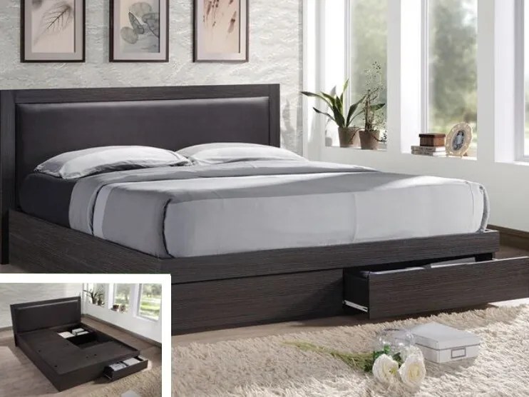 Κρεβάτι Mesa C111 (Σκούρο καφέ), Διπλό, Καφέ, 160x200, Πλαστικοποιημένη μοριοσανίδα, Τάβλες για Κρεβάτι, 171x207x92cm | Epipla1.gr