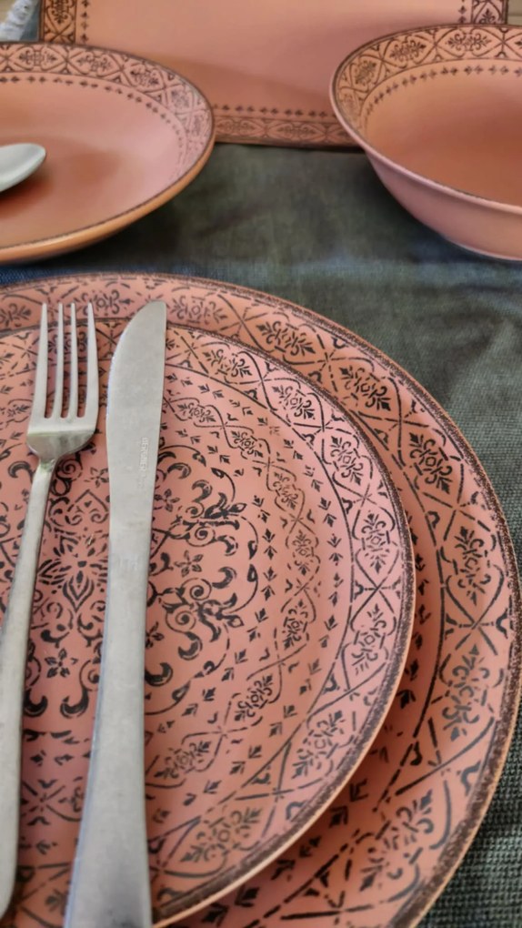 Σερβίτσιο Πιάτων Πορσελάνης Vintage Terracotta – Σετ για 6 άτομα - 20τμχ - Oriana Ferelli