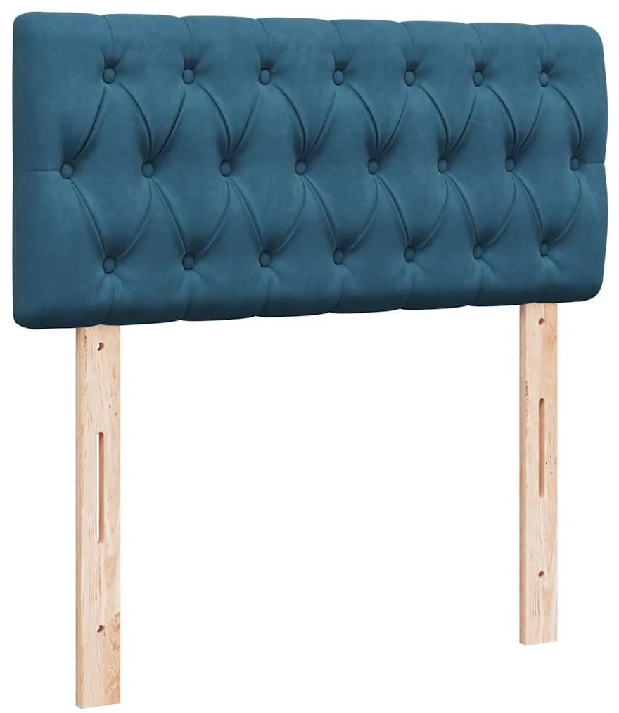 vidaXL Κρεβάτι Boxspring με Στρώμα Σκούρο Μπλε 80 x 200 εκ. Βελούδινο