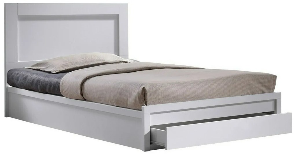 Κρεβάτι Mesa C108, Μονόκλινο, Άσπρο, 90x200, Πλαστικοποιημένη μοριοσανίδα, Τάβλες για Κρεβάτι, 93x207x99cm