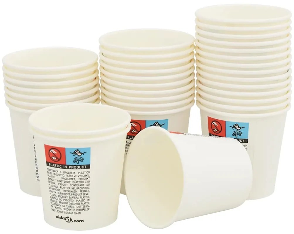 Χάρτινα κύπελλα καφέ 1000 τεμάχια 4oz 100ml Λευκό - Λευκό