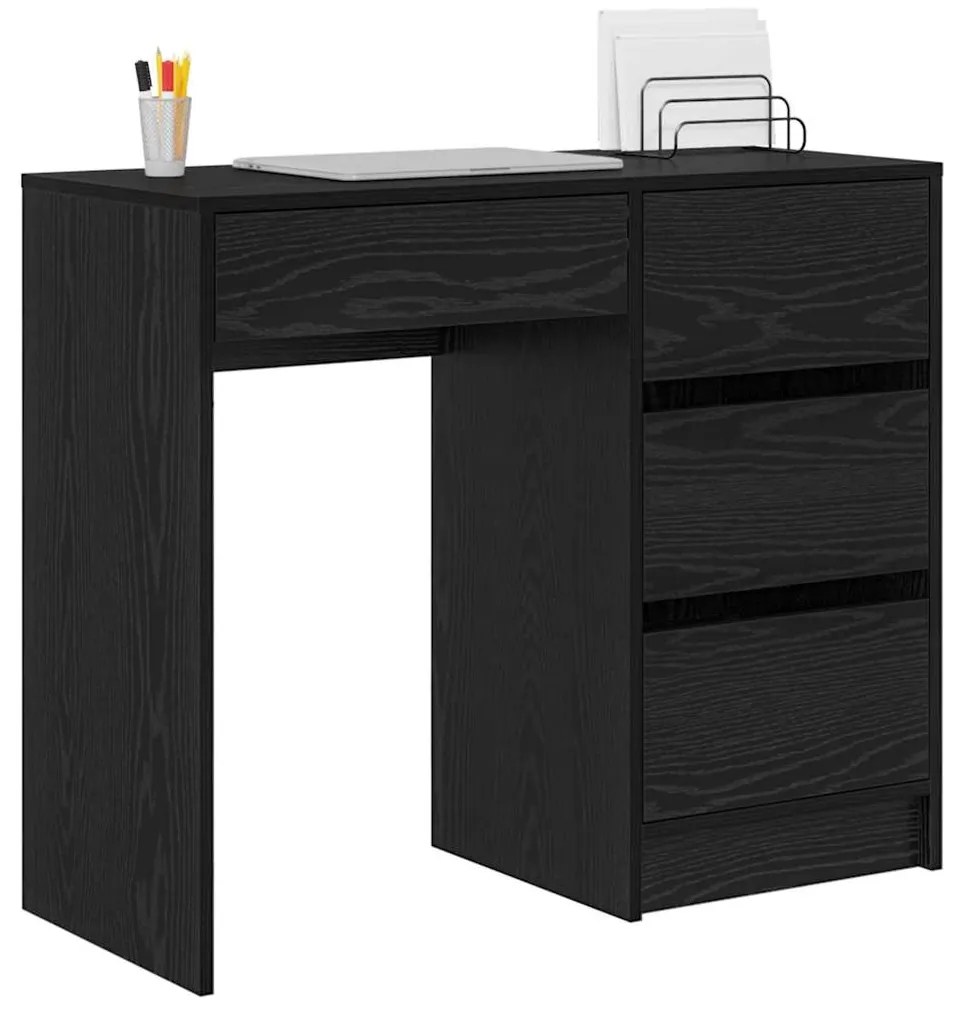 vidaXL Γραφείο με ράφι Μαύρη δρυς 90 x 37.5 x 75 εκ Επεξεργασμένο ξύλο