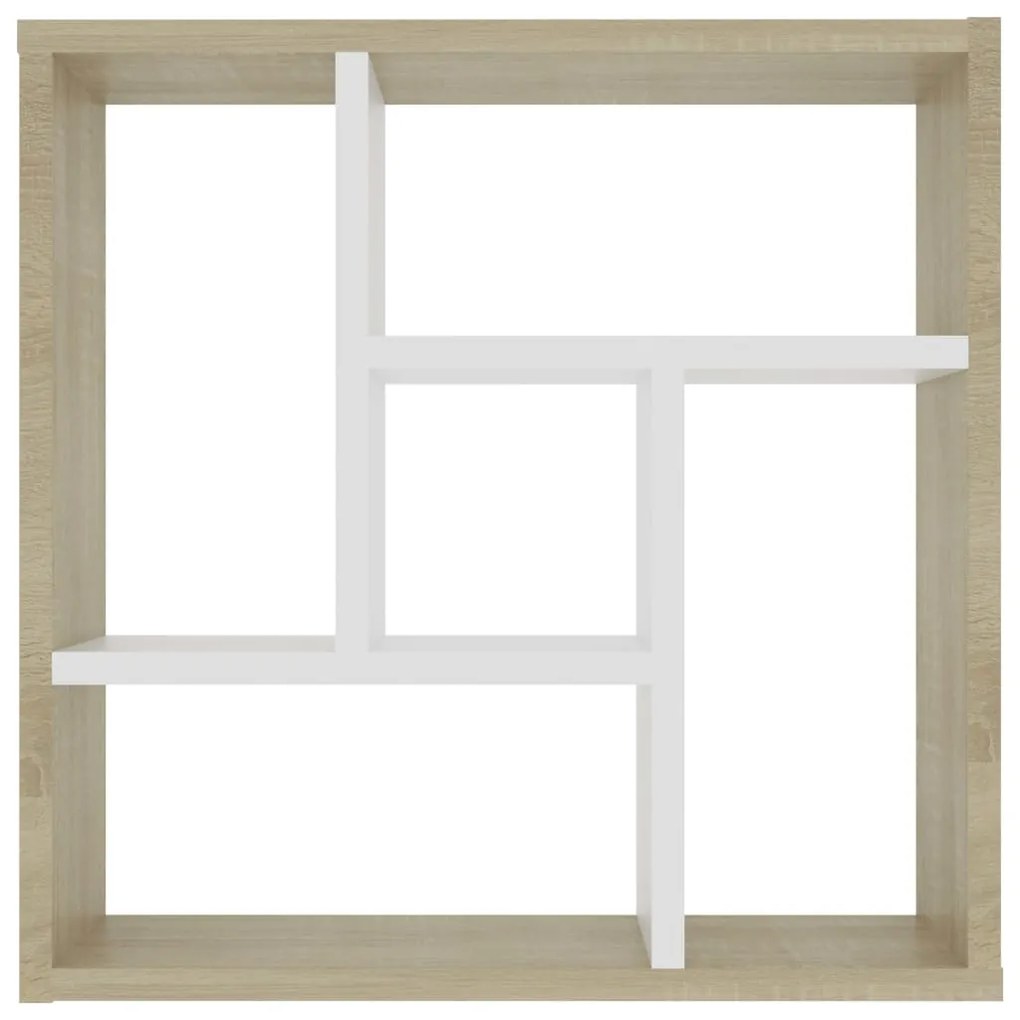 vidaXL Ραφιέρα Τοίχου Λευκό/Sonoma Δρυς 45,1x16x45,1εκ. από Επεξ. Ξύλο