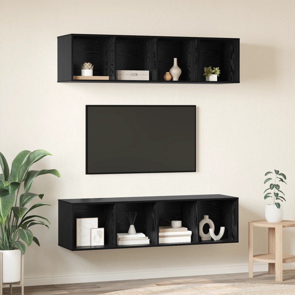 vidaXL Σετ επίπλου τηλεόρασης 3 pcs Μαύρη δρυς Επεξεργασμένο ξύλο