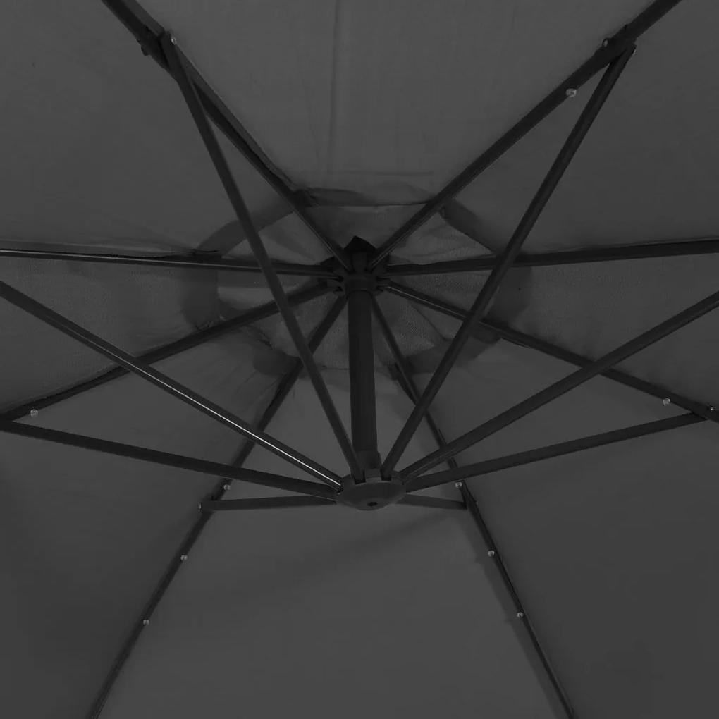 Ομπρέλα Κρεμαστή Ανθρακί 300 εκ. με Ατσάλινο Ιστό &amp; Φωτισμό LED - Ανθρακί