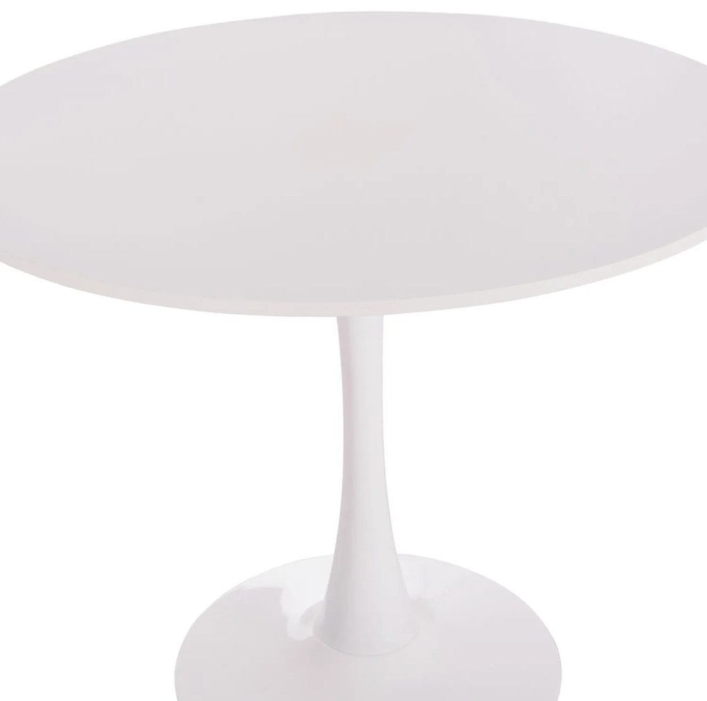 Τραπέζι BROLIN Στρόγγυλο MDF TOP & Βάση Μεταλλική Λευκό Φ90x73Υεκ 90x90x73 εκ.
