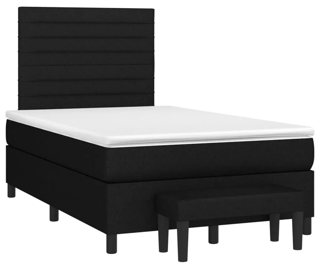 vidaXL Κρεβάτι Boxspring με Στρώμα Μαύρο 120x190 εκ. Υφασμάτινο