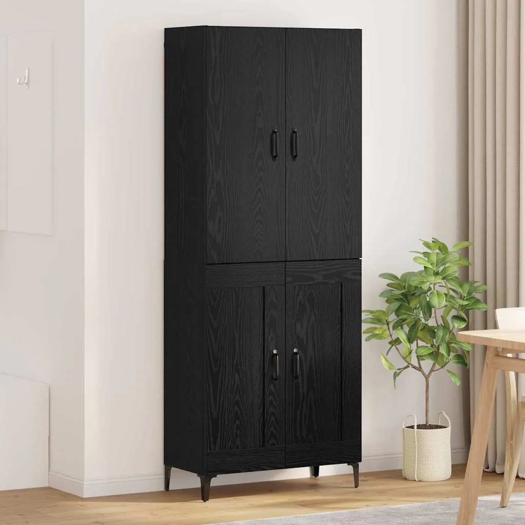 vidaXL Highboard Μαύρη Οξυά 69,5 x 34 x 180 εκ. Επεξεργασμένο ξύλο
