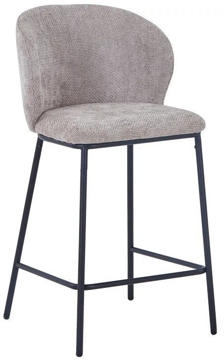 Σκαμπό μπαρ Karg pakoworld μπεζ ύφασμα-πόδι μαύρο μέταλλο 49x46x93εκ